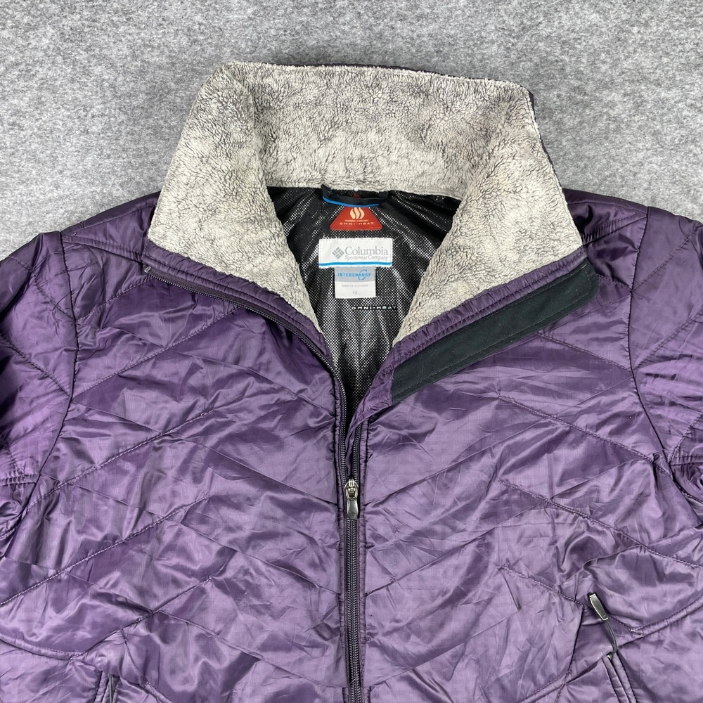 Columbia Puffer Jacket Womens 1X Purple Omni-Heat Interchange Quilted Full Zip - Picture 4 of 13
